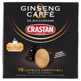 Crastan Ginseng Caffè 15 Capsule Compatibili con Macchine Nespresso* 15 x 3,3 g