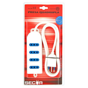 Selex Presa Multipla 4 Uscite 10A(Ita)+ Spina 10A e cavo Bianco 1,5m