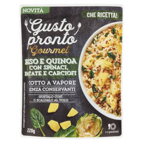 Gusto pronto Gourmet Riso e Quinoa con Spinaci, Patate e Carciofi 220 g