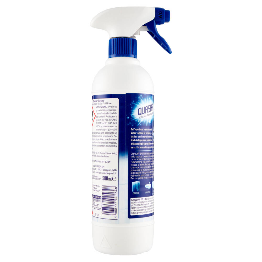 QUASAR Detergente Bagno Igienizzante, Flacone Spray 580 ml - Detersivi per  Bagno