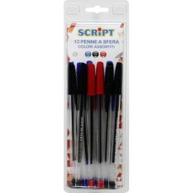 10 penne a sfera script colori assortiti