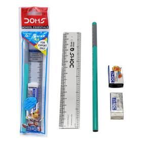 Doms kit 4 pz matita, righello, gomma e temperino