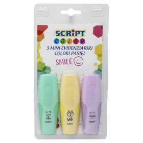 3 mini evidenziatori script colori pastello