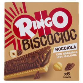 Ringo Snack Biscocioc con Nocciole 100% Italiane e Cereali Croccanti 6 porzioni 162g