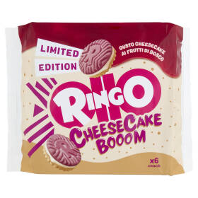 Ringo Cheesecake Biscotto Gusto Cheesecake ai Frutti di Bosco Limited Edition Snack 6 Porzioni 165g
