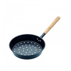 Padella arrosti castagne con manico  in legno cm 26