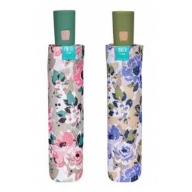 Perletti ombrello donna mini automatico fantasia fiori peonie bacchette da 54cm