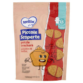 MELLIN Puzzle Crackers, Pomodoro e Basilico, Senza Sale e Zuccheri, adatto dai 15 mesi, 105g