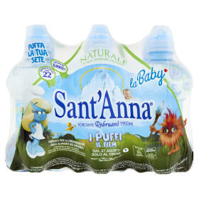 Sant'Anna la Baby Naturale Sorgente Rebruant Vinadio i Puffi 6 x 0,25 L