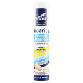 Matt Benessere Ricarica Potassio & Magnesio Gusto Arancia 20 compresse effervescenti 80 g