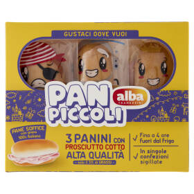 alba Tramezzini Pan Piccoli Panini con Prosciutto Cotto Alta Qualità 3 x 60 g