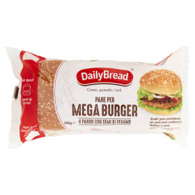 DailyBread Pane per Mega Burger Panini con Semi di Sesamo 4 x 75 g