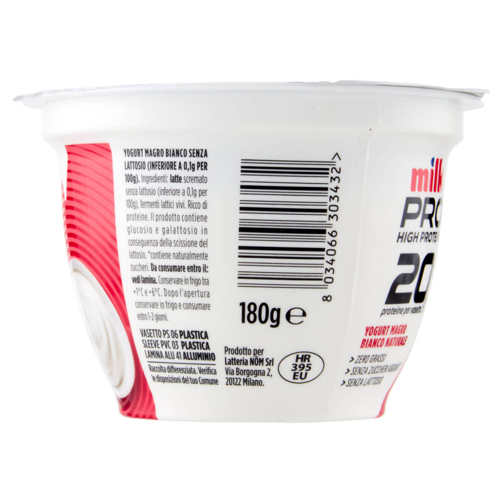 Milk Pro High Protein 20g Yogurt Magro Bianco Naturale 180 g