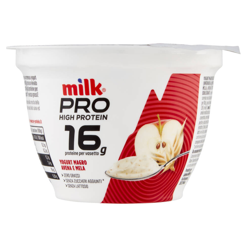 Milk Pro High Protein 16g Yogurt Magro Avena e Mela 180 g