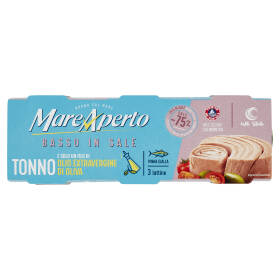 Mare Aperto Tonno Basso in Sale Olio Extravergine di Oliva  3 X 65 g