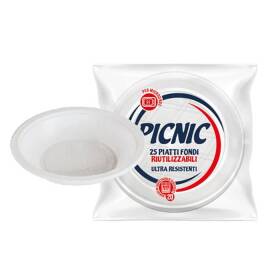 Picnic piatti fondi riutilizzabili 25pz