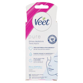 Veet Pure Strisce Depilatorie Viso, Ipoallergeniche, Confezione da 16 Strisce