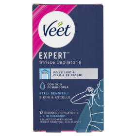 Veet Expert Strisce Ascelle e Zona Bikini Pelli Sensibili, 16 Strisce