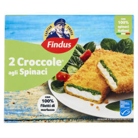 Capitan Findus 2 Croccole agli Spinaci con 100% Filetti di Merluzzo 200 g