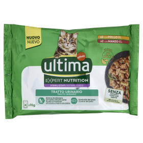 ultima Expert Nutrition Cat Sterilizzati Tratto Urinario con Pollo, con Manzo in Salsa 4 x 70 g