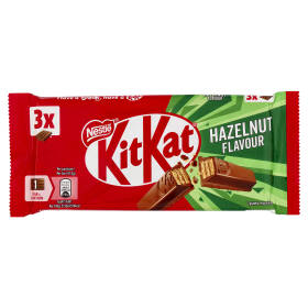 KITKAT Hazelnut Wafer ricoperto di Cioccolato al Latte al gusto Nocciola 3 Snack da 41,5g